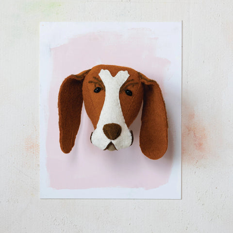 Handmade Wool Felt Dog Head Wall Décor