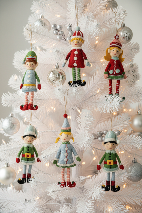 Handmade Wool Felt Elf Ornament - Snowflake