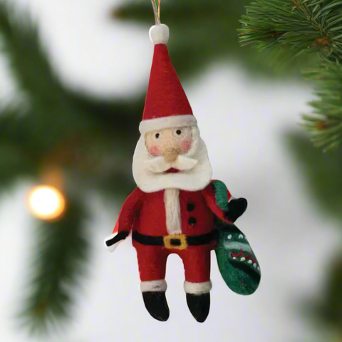 Handmade Wool Felt Santa Ornament
