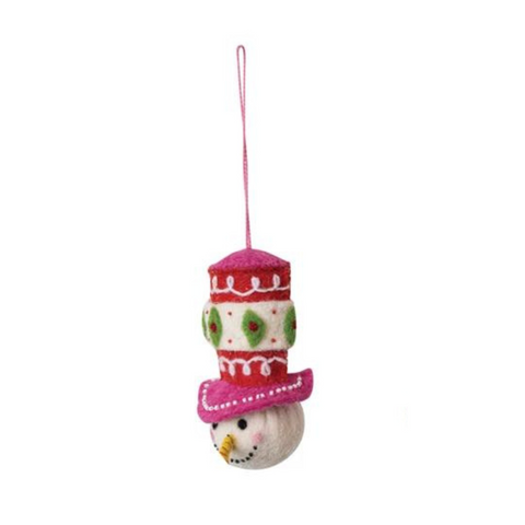 Merry & Bright Snowman Head With Hat Ornament, A