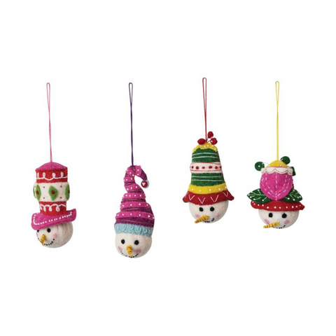 Merry & Bright Snowman Head With Hat Ornament, A