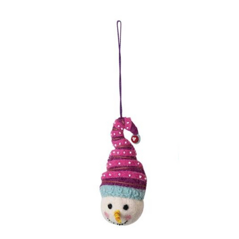 Merry & Bright Snowman Head With Hat Ornament, B