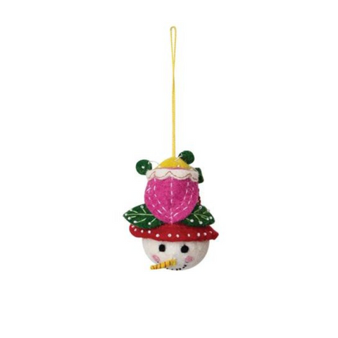 Merry & Bright Snowman Head With Hat Ornament, D
