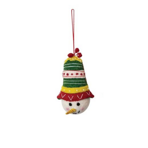 Merry & Bright Snowman Head With Hat Ornament, C