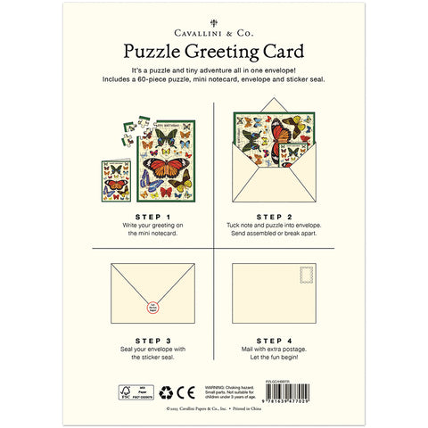 Happy Birthday Butterfiles Puzzle Greeting Card - Cavallini