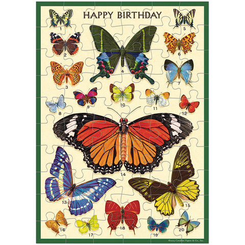 Happy Birthday Butterfiles Puzzle Greeting Card - Cavallini