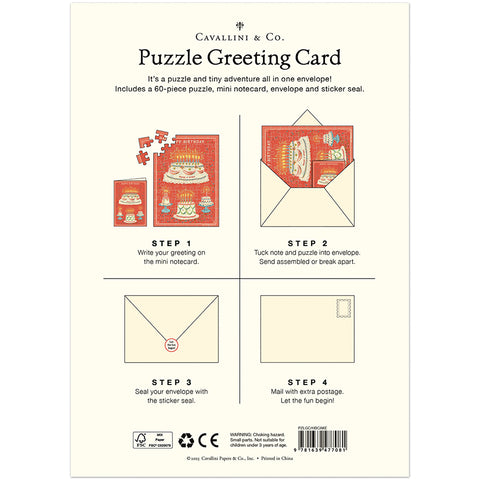 Happy Birthday Cake Puzzle Greeting Card - Cavallini