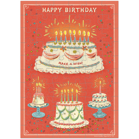Happy Birthday Cake Puzzle Greeting Card - Cavallini