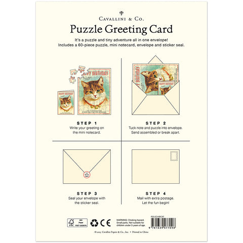 Happy Birthday Cat Puzzle Greeting Card - Cavallini
