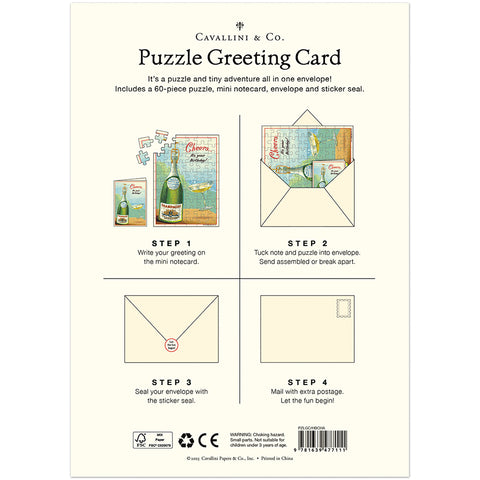 Happy Birthday Champagne Puzzle Greeting Card - Cavallini
