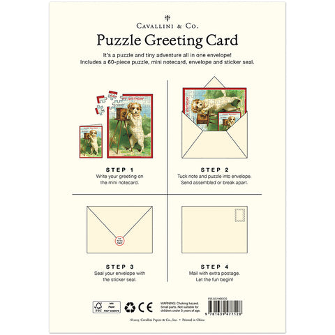 Happy Birthday Dog Puzzle Greeting Card - Cavallini