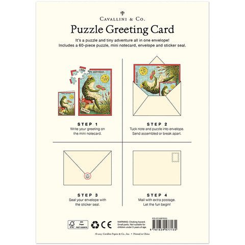 Happy Birthday Frog Puzzle Greeting Card - Cavallini