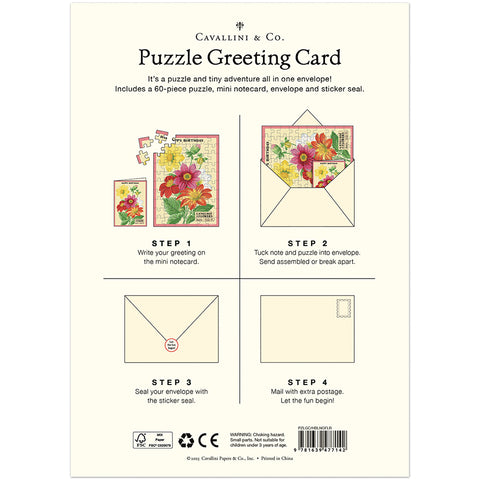 Happy Birthday Language of Flowers Puzzle Greeting Card - Cavallini