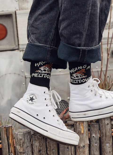 Having A Meltdown Vintage-Style Crew Socks by Pyknic