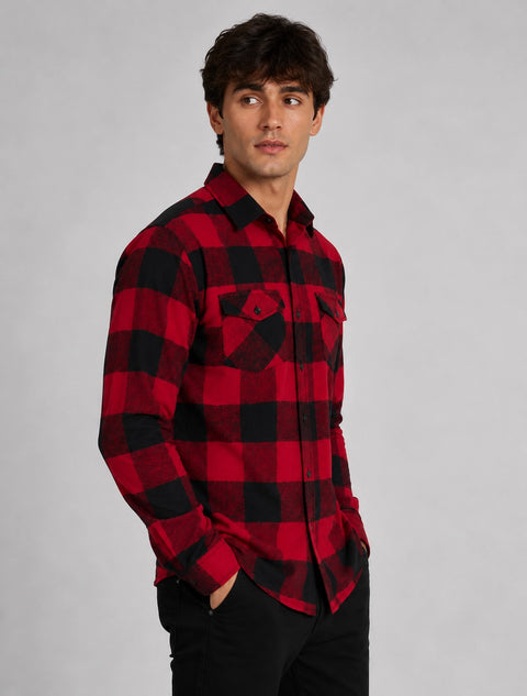 Hawk's Bay Buffalo Plaid Flannel Shirt - Red/Black