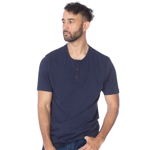 Hawk's Bay Henley Tee - Navy