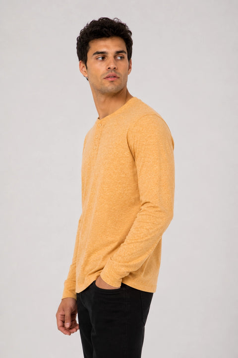 Hawk's Bay Long Sleeve Henley - Mustard