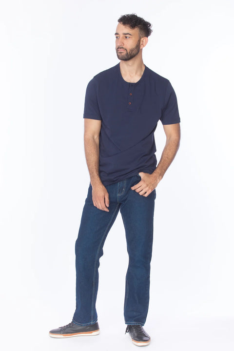 Hawk's Bay Henley Tee - Navy