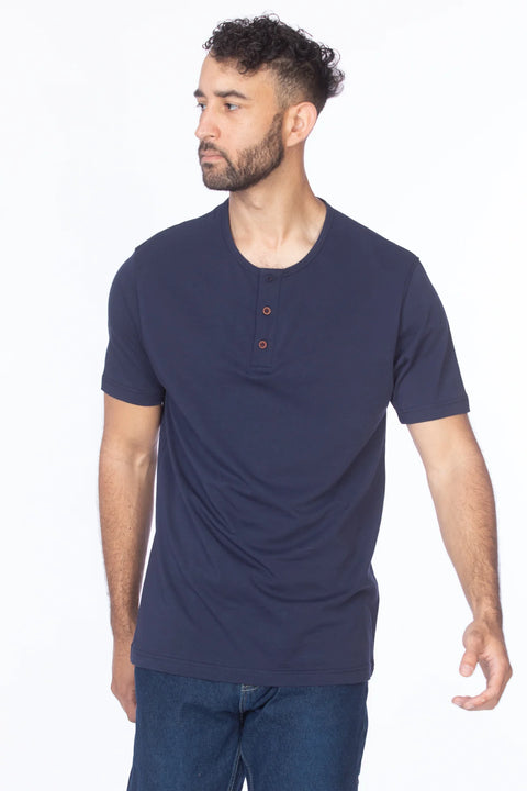 Hawk's Bay Henley Tee - Navy