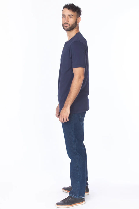 Hawk's Bay Henley Tee - Navy