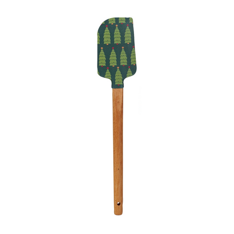 Silicone & Wood Spatula - Christmas Trees