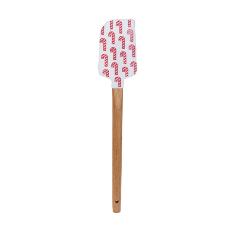 Silicone & Wood Spatula - Candy Canes