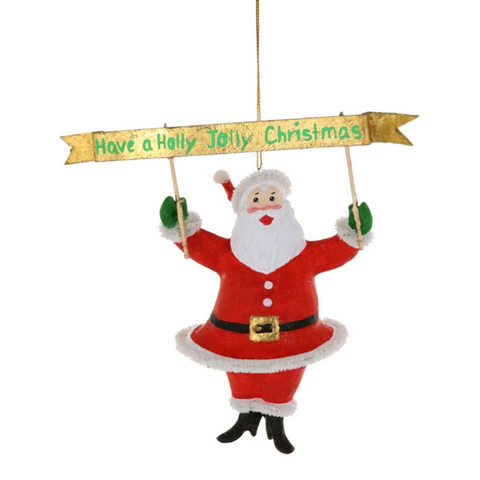 Holly Jolly Santa Ornament