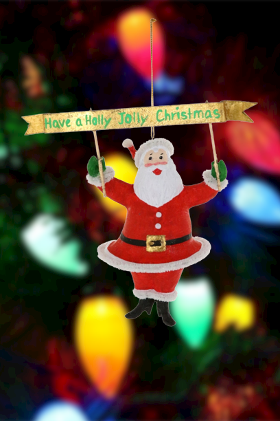 Holly Jolly Santa Ornament