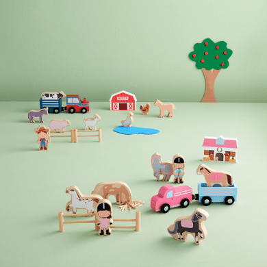 Horse Stable Wood Toy Set