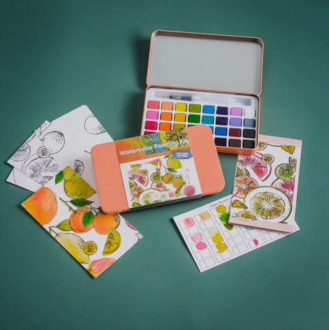 Citrus Fruits watercolor Painting kit, 7" x 4", multi