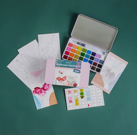 Flower Girls Watercolor Painting Kit, 7" x4 ", Multi