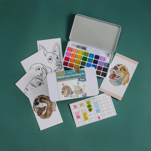 Painted Pups Watercolor Painting Kit, 7" x4", Multi