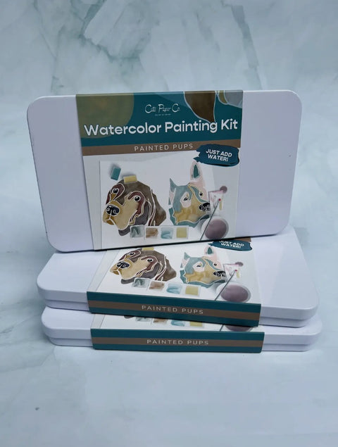 Painted Pups Watercolor Painting Kit, 7" x4", Multi