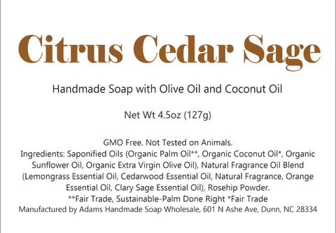 Soap- Citrus Cedar Sage, 1 inch thick