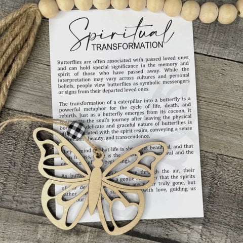 Story Ornament- Butterflies-spiritual transformation, 3.5 x 4", wood