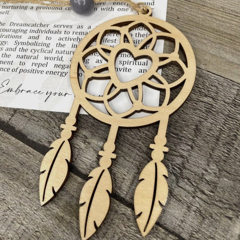 Story ornament- Dreamcatcher- The mystical charm, 3.5 x 4", wood