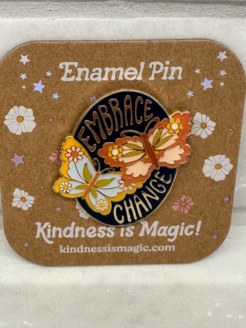 Enamel Pin- Embrace Change, 1.5 x 1.5", multi