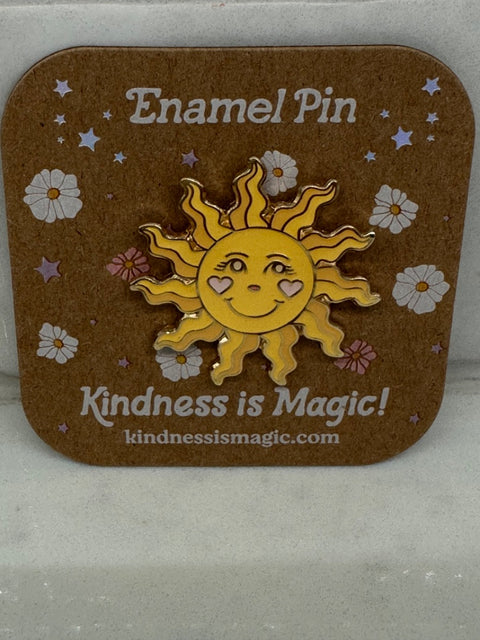 Enamel Pin- Sun, 1 X 1", yellow