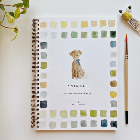 Animal Watercolor workbook, 7"x9", multi