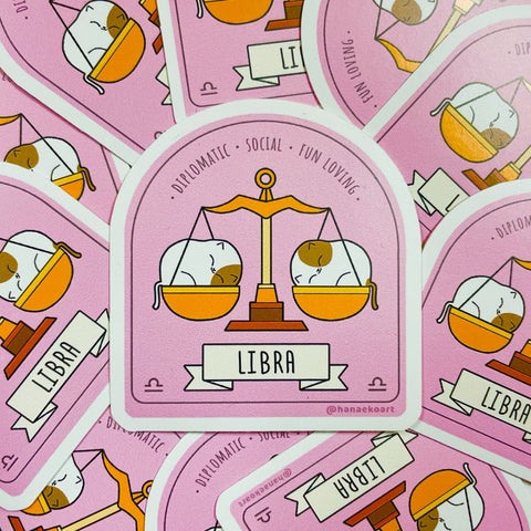 Libra Cat Sticker, 2.25" x 2.5", Pink