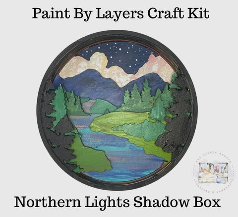 Paint by layers- Forest River shadow box, 6 X 2 X 6", Multi