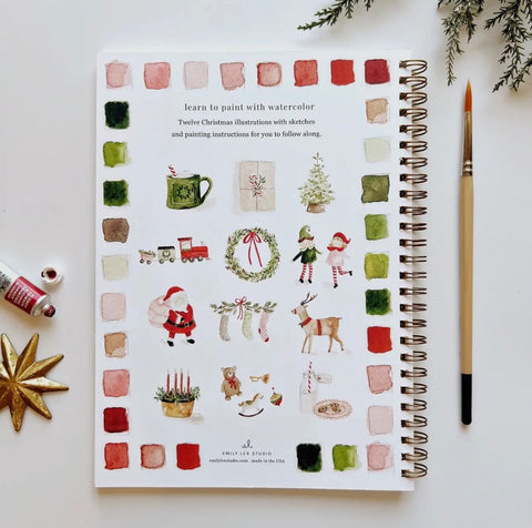 Christmas Watercolor Workbook, 7"x9", Multi