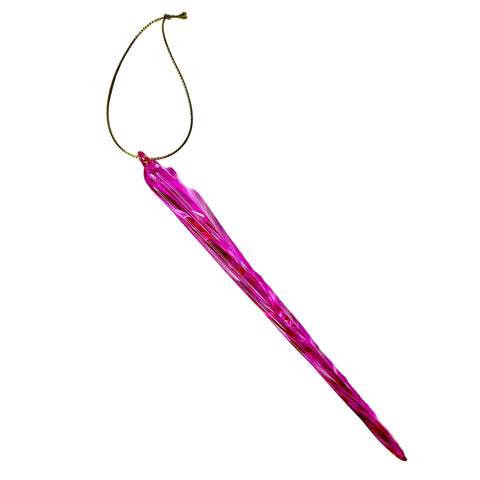Merry & Bright Glass Icicle Ornament, Pink