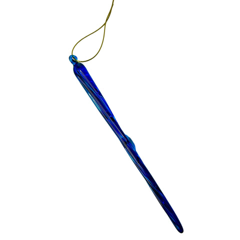 Merry & Bright Glass Icicle Ornament, Blue