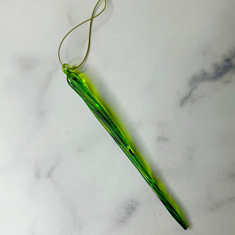 Merry & Bright Glass Icicle Ornament, Green