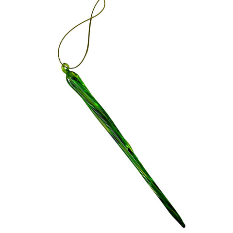 Merry & Bright Glass Icicle Ornament, Green