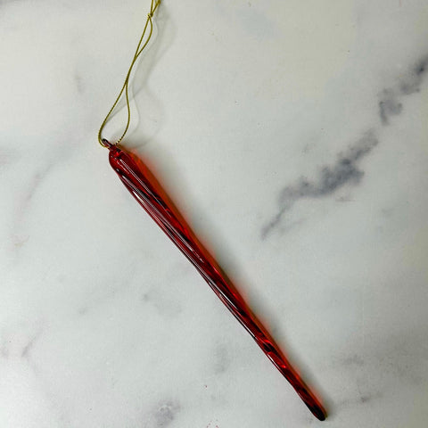 Merry & Bright Glass Icicle Ornament, Red