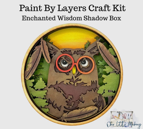 Paint by layers- Enchanted Wisdom Shadow box, 6 x 2 x 6, multi