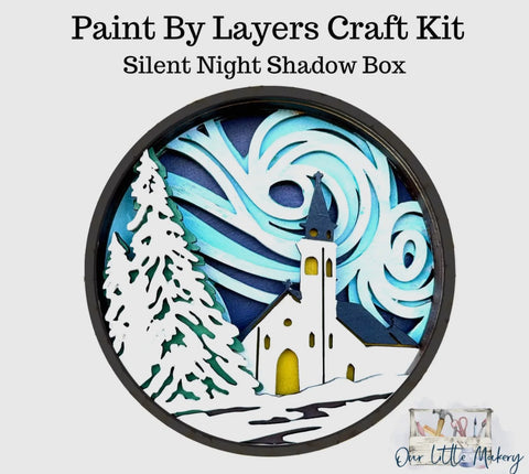 Paint by layer- Silent night shadow box, 6 x 2 x 6, Multi