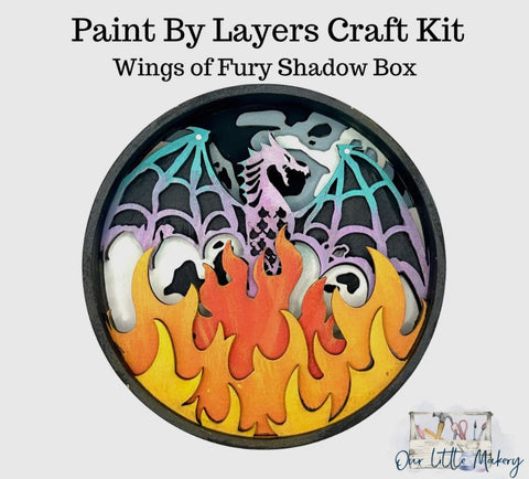 Paint by layer- WIngs of fury shadow box, 6 x 2 x 6, Multi